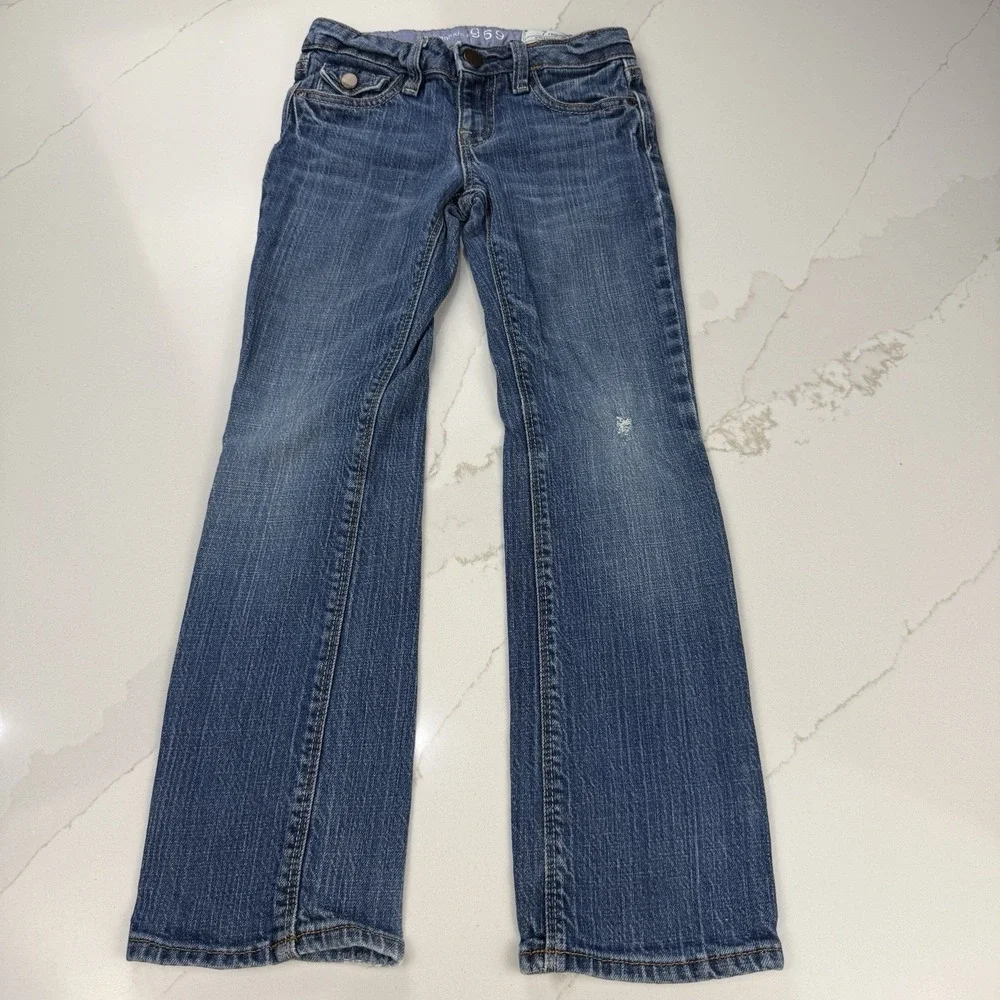 GapKids 1969 Jeans Girls 7 Regular Straight Leg‎ Blue Med Wash Adjustable Waist